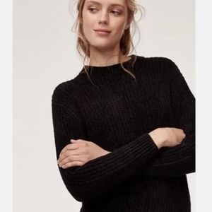 ARITZIA WILFRED Salette Chenille Crew-neck Pullover Sweater Black XS
